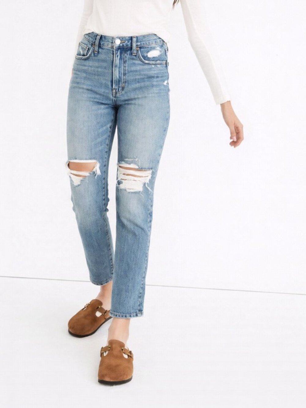 Madewell Perfect Vintage Jean Women's 26P Denman Wash High Rise Distressed Crop